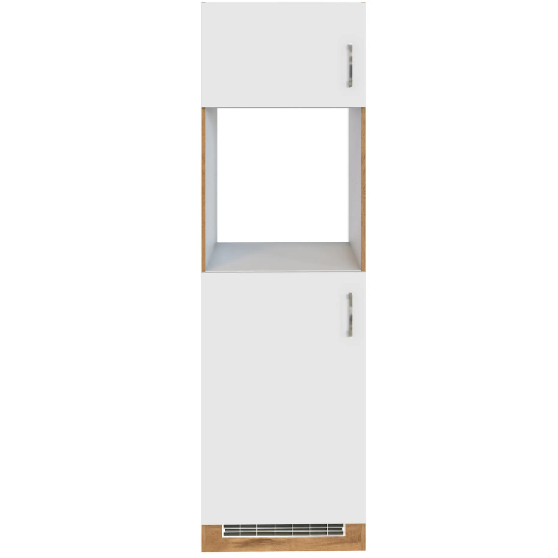 Küchenschrank für Kühlschrank und Backofen Sorrella 2 Türen - weiß/Eiche