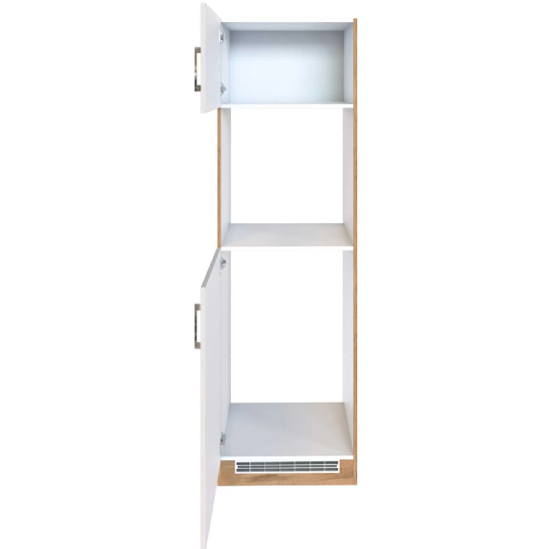 Küchenschrank für Kühlschrank und Backofen Sorrella 2 Türen - weiß/Eiche