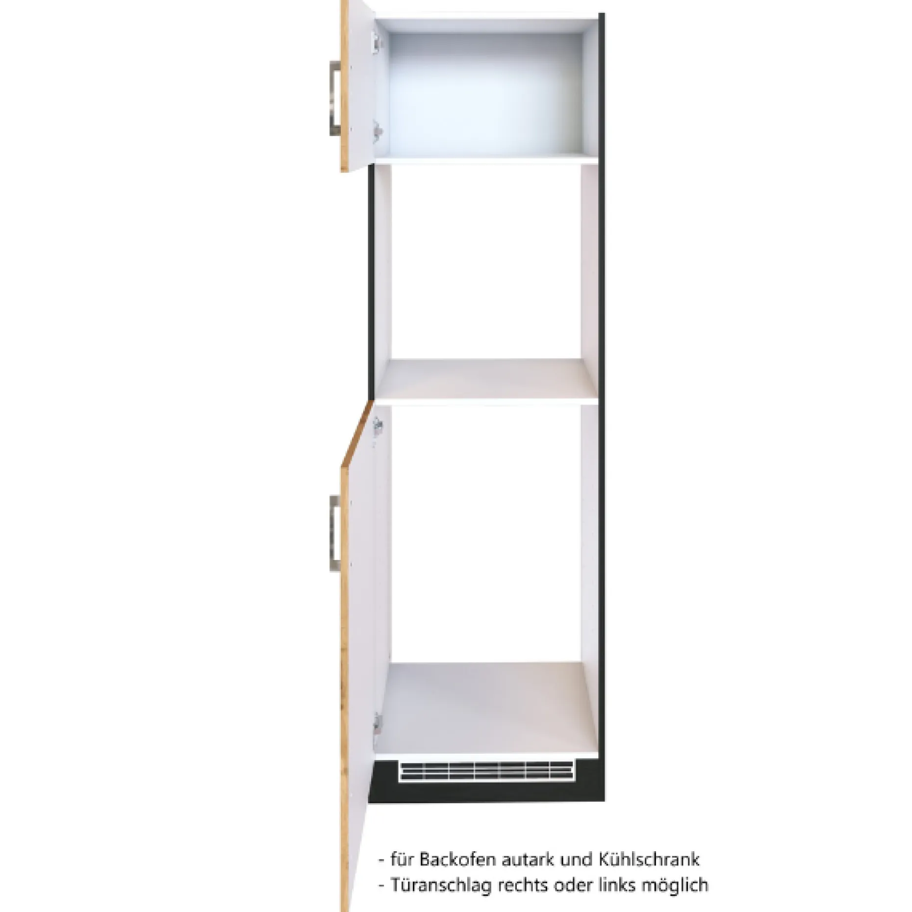 Küchenschrank für Kühlschrank und Backofen Sorrella 2 Türen - Eiche/Graphit