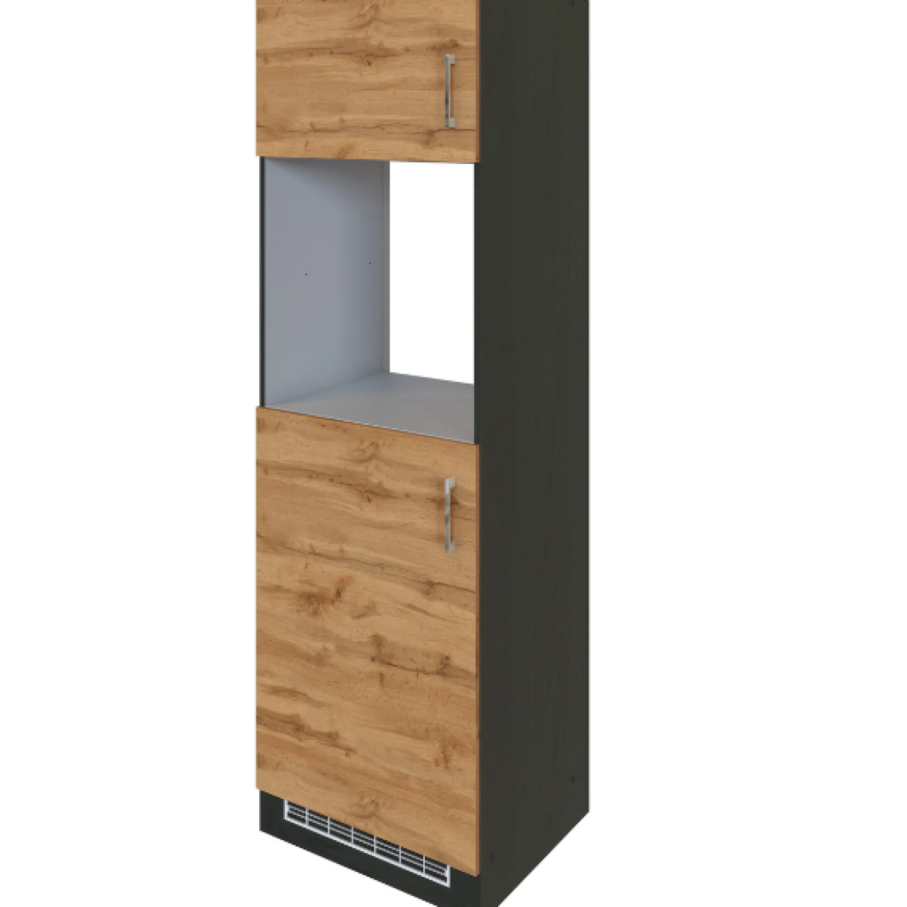 Küchenschrank für Kühlschrank und Backofen Sorrella 2 Türen - Eiche/Graphit