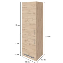 Küchenschrank für Kühl- und Gefrierschrank Sorrella - anthrazit/eiche