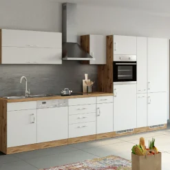 Küchenschrank für Kühl- und Gefrierschrank Sorrella - weiß/eiche