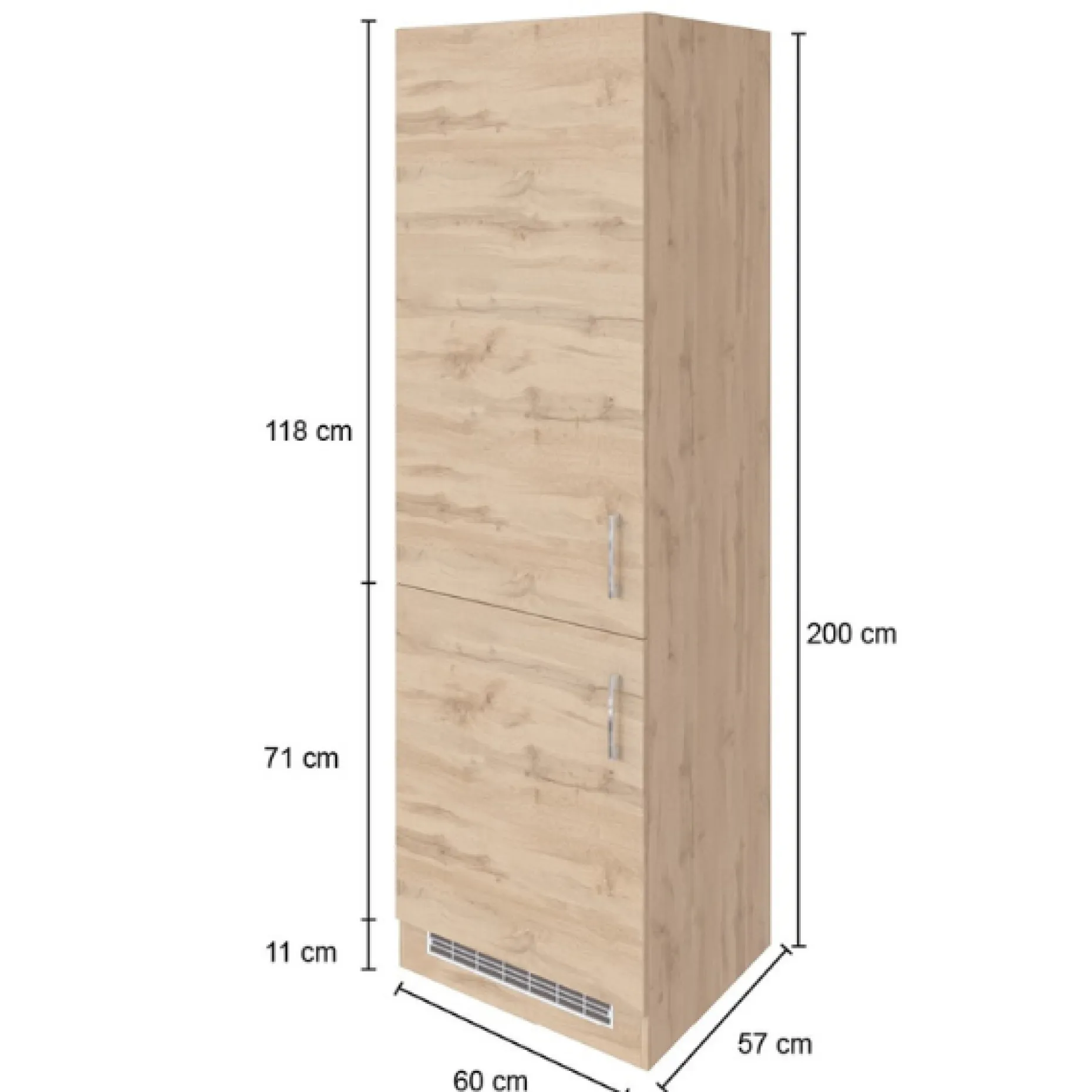 Küchenschrank für Kühl- und Gefrierschrank Sorrella - Eiche