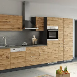 Küchenschrank für Kühl- und Gefrierschrank Sorrella - Eiche/Graphit