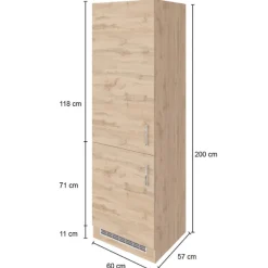 Küchenschrank für Kühl- und Gefrierschrank Sorrella - Eiche/Graphit