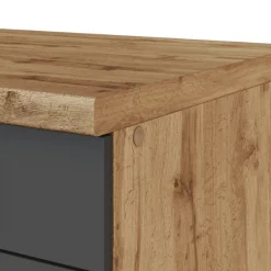 Küchenschrank für Kochplatte Sorrella 3 Schubladen - Anthrazit/Eiche.