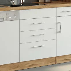 Küchenschrank für Kochplatte Sorrella 3 Schubladen - weiß/Eiche