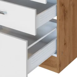 Küchenschrank für Kochplatte Sorrella 3 Schubladen - weiß/Eiche