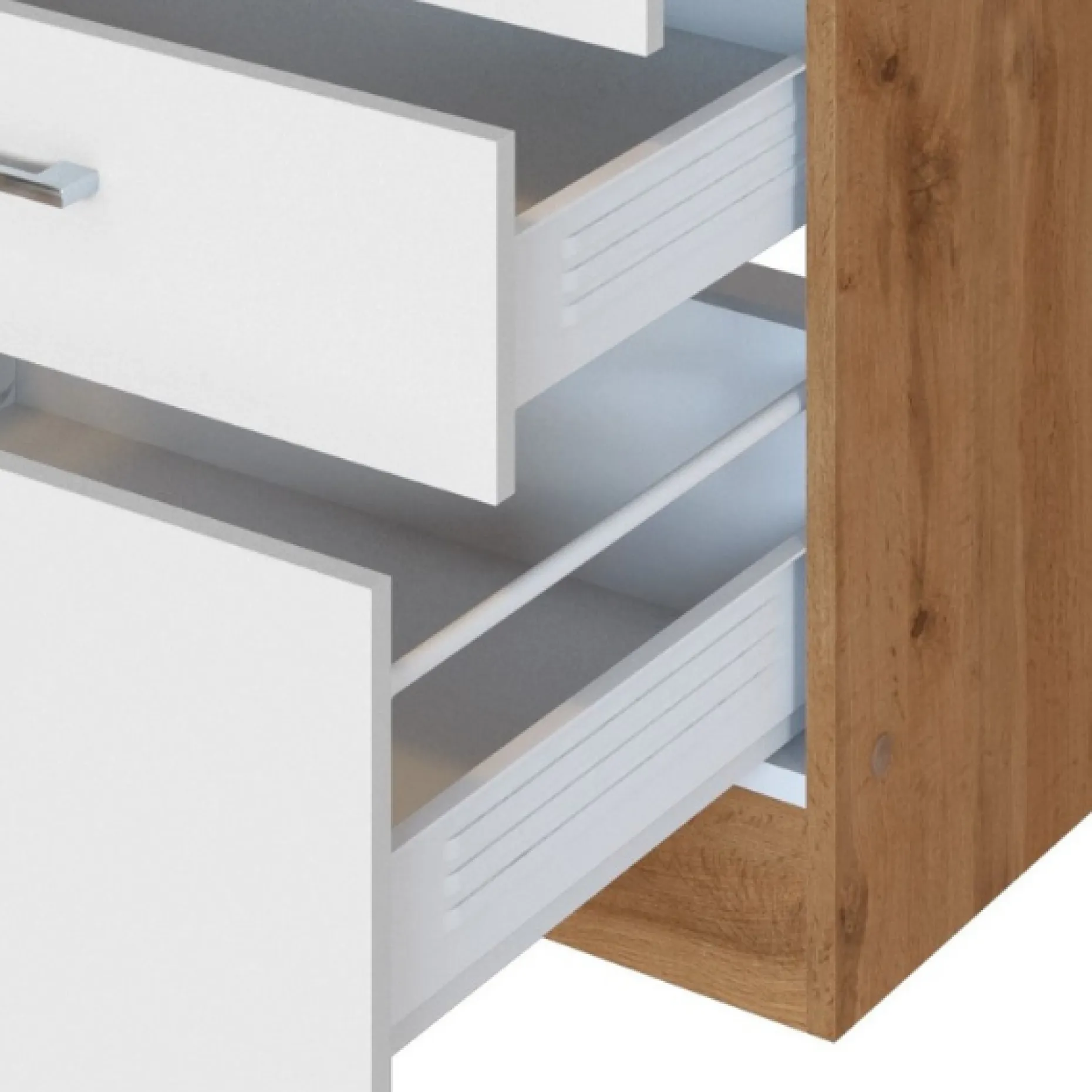 Küchenschrank für Kochplatte Sorrella 3 Schubladen - weiß/Eiche