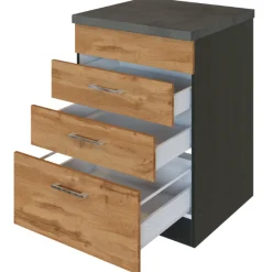 Held Küchenschrank für Kochplatte Sorrella 3 Schubladen - Eiche/Graphit