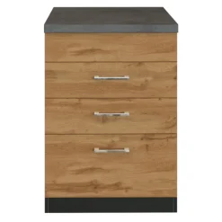 Held Küchenschrank für Kochplatte Sorrella 3 Schubladen - Eiche/Graphit