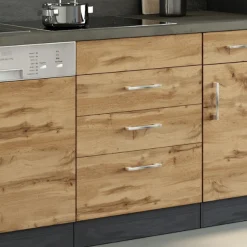 Held Küchenschrank für Kochplatte Sorrella 3 Schubladen - Eiche/Graphit