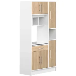 Küchenschrank Louise für Mikrowelle - weiß/Eiche