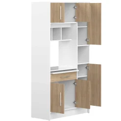 Küchenschrank Louise für Mikrowelle - weiß/Eiche