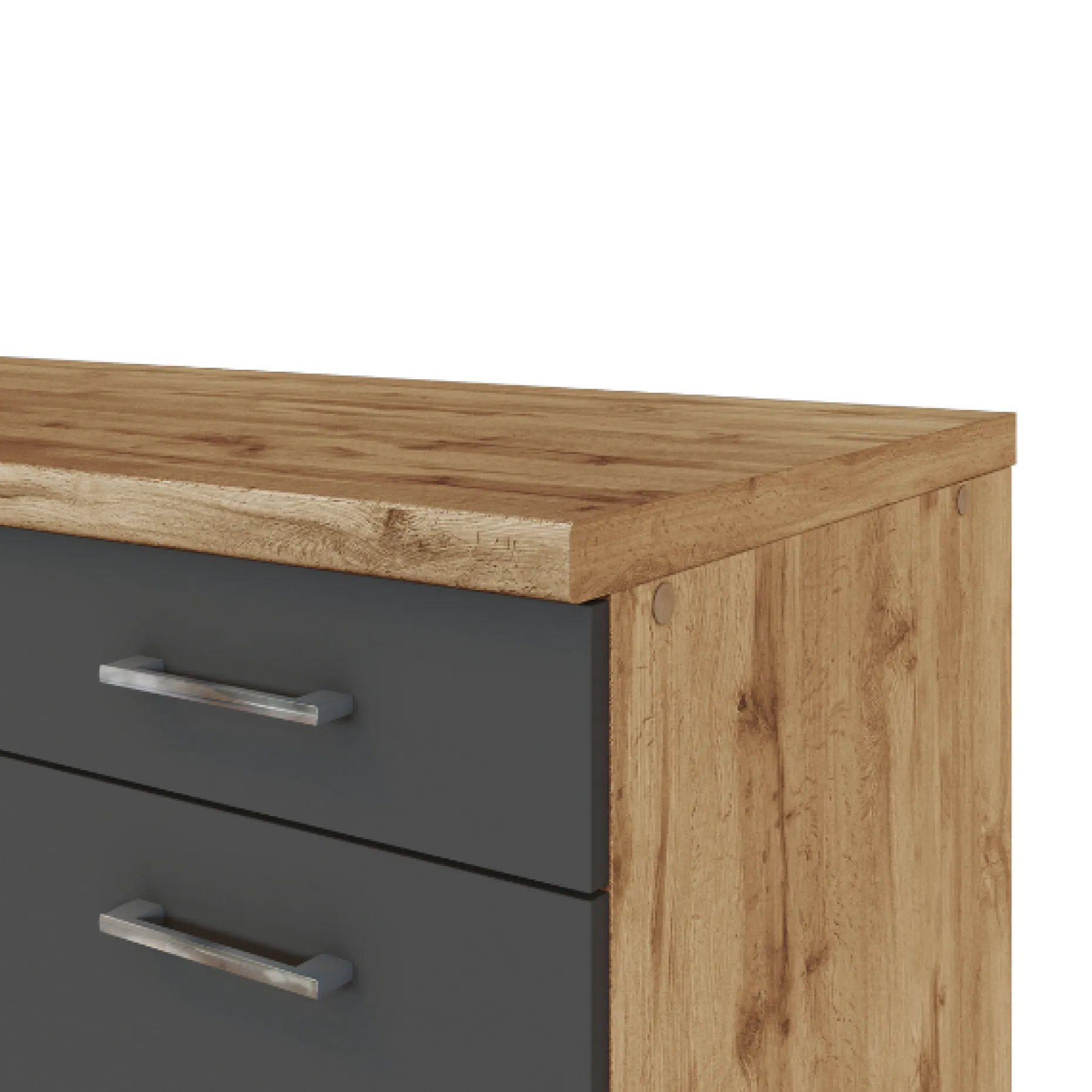 Küchenschrank Sorrella 50cm 3 Schubladen - anthrazit/eiche