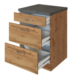 Held Küchenschrank Sorrella 50cm 3 Schubladen - Eiche/Beton