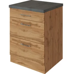 Held Küchenschrank Sorrella 50cm 3 Schubladen - Eiche/Beton