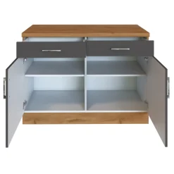 Küchenschrank Sorrella 100cm 2 Türen und 2 Schubladen - Anthrazit/Eiche