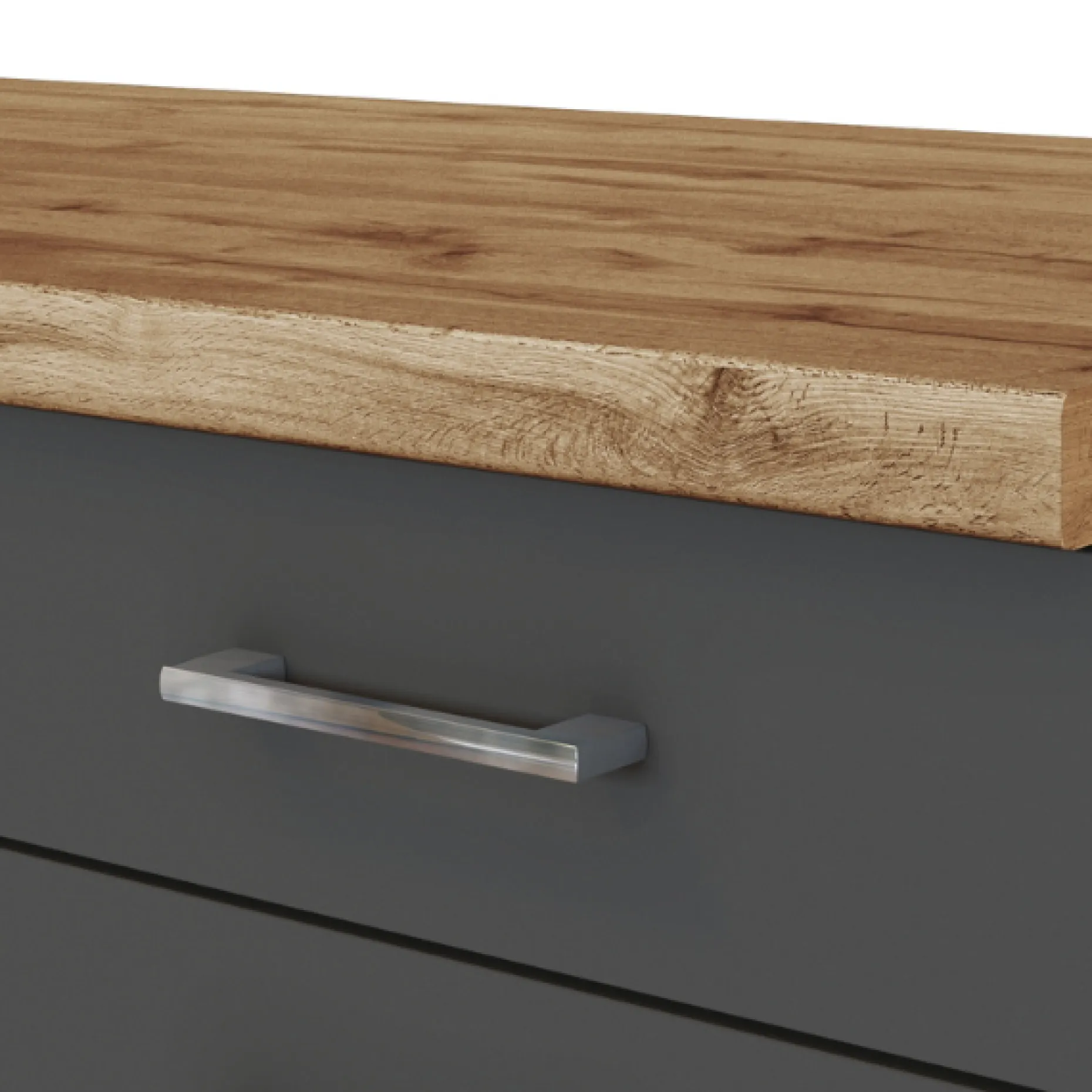 Küchenschrank Sorrella 100cm 2 Türen und 2 Schubladen - Anthrazit/Eiche