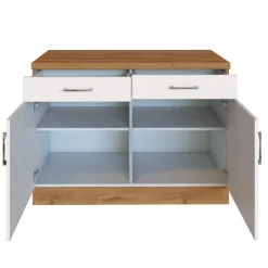 Küchenschrank Sorrella 100cm 2 Türen und 2 Schubladen - weiß/Eiche