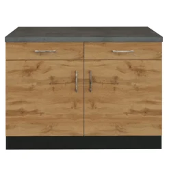 Held Küchenschrank Sorrella 100cm 2 Türen und 2 Schubladen - Eiche/Graphit
