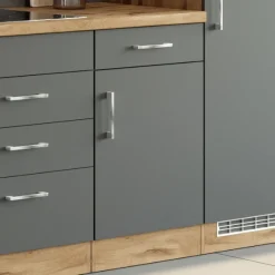 Küchenschrank Sorrella 50cm 1 Tür und 1 Schublade - Anthrazit/Eiche