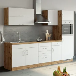 Küchenschrank Sorrella 50cm 1 Tür und 1 Schublade - weiß/Eiche