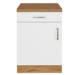 Küchenschrank Sorrella 50cm 1 Tür und 1 Schublade - weiß/Eiche