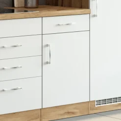 Küchenschrank Sorrella 50cm 1 Tür und 1 Schublade - weiß/Eiche