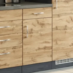 Held Küchenschrank Sorrella 50cm 1 Tür und 1 Schublade - Eiche/Graphit