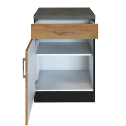 Held Küchenschrank Sorrella 50cm 1 Tür und 1 Schublade - Eiche/Graphit