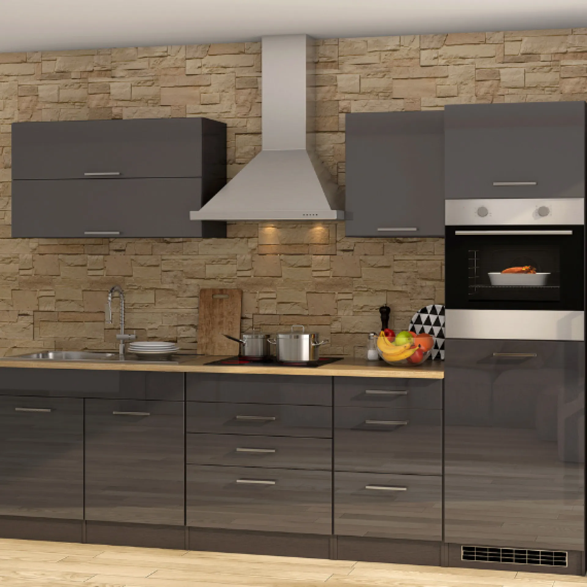 Held Küchenset Mailand | Geräte nicht enthalten | Sonoma Grey Oak
