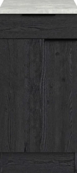 Küchenunterschrank Anna - 40x60x87cm - 1 Tür und 1 Schublade - Eiche schwarz Dekor/weißer Stein
