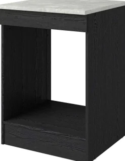 Küchenunterschrank Anna - 60x60x87cm - für Backofen oder Geschirrspüler - Eiche schwarz Dekor/weißer Stein