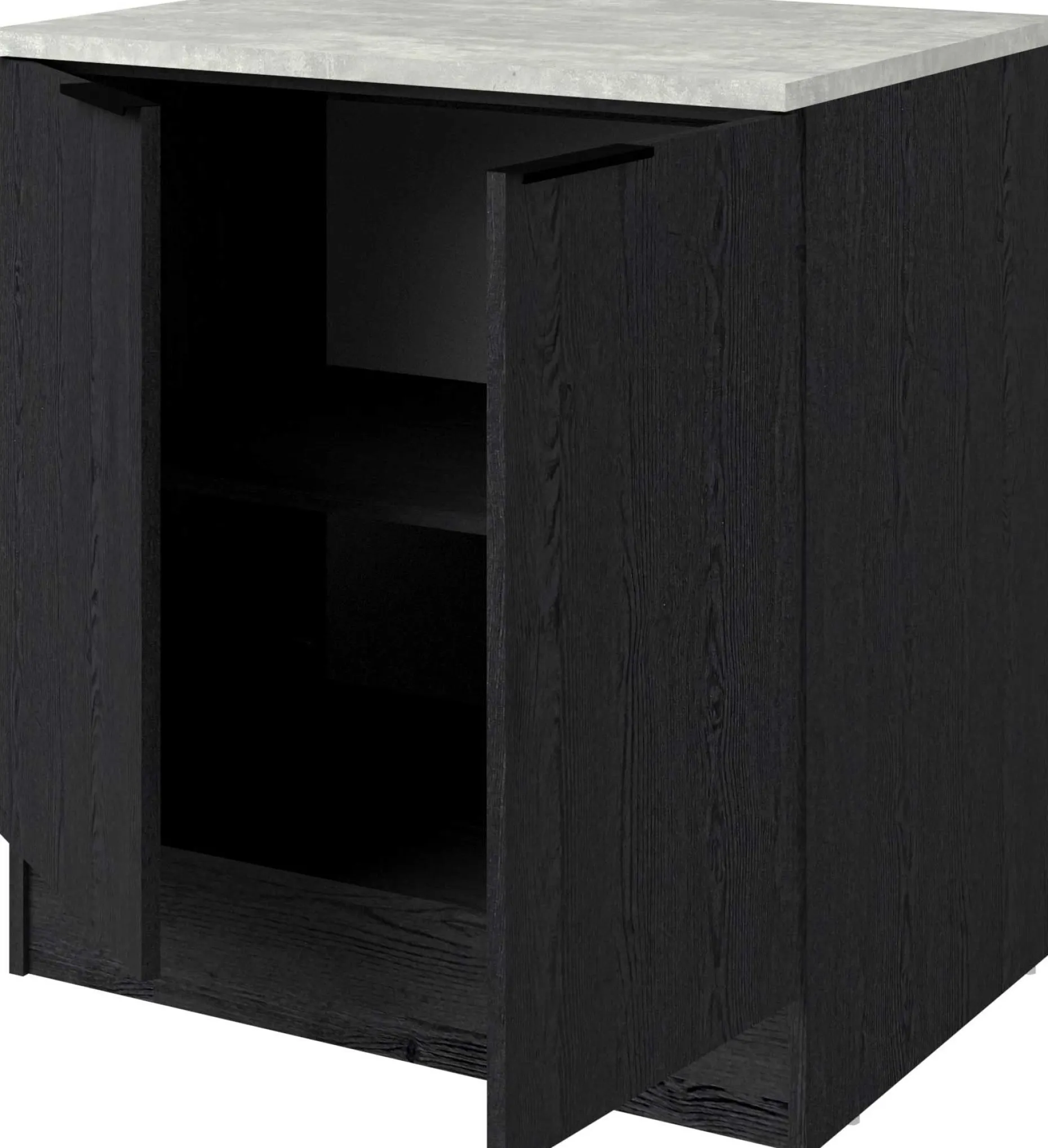 Küchenunterschrank Anna - 80x60x87cm - 2 Türen - Eiche schwarz Dekor/weißer Stein