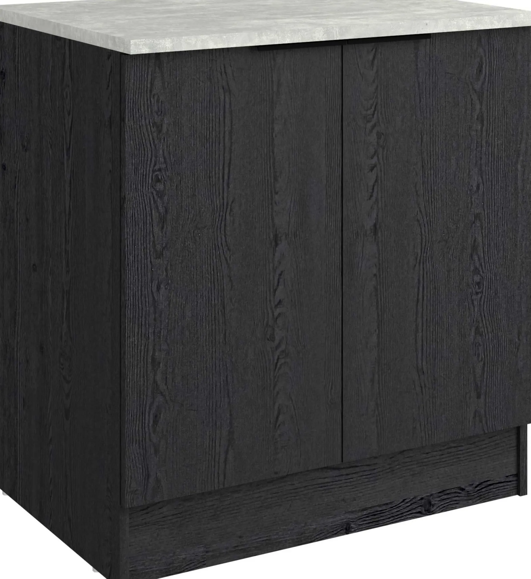 Küchenunterschrank Anna - 80x60x87cm - 2 Türen - Eiche schwarz Dekor/weißer Stein