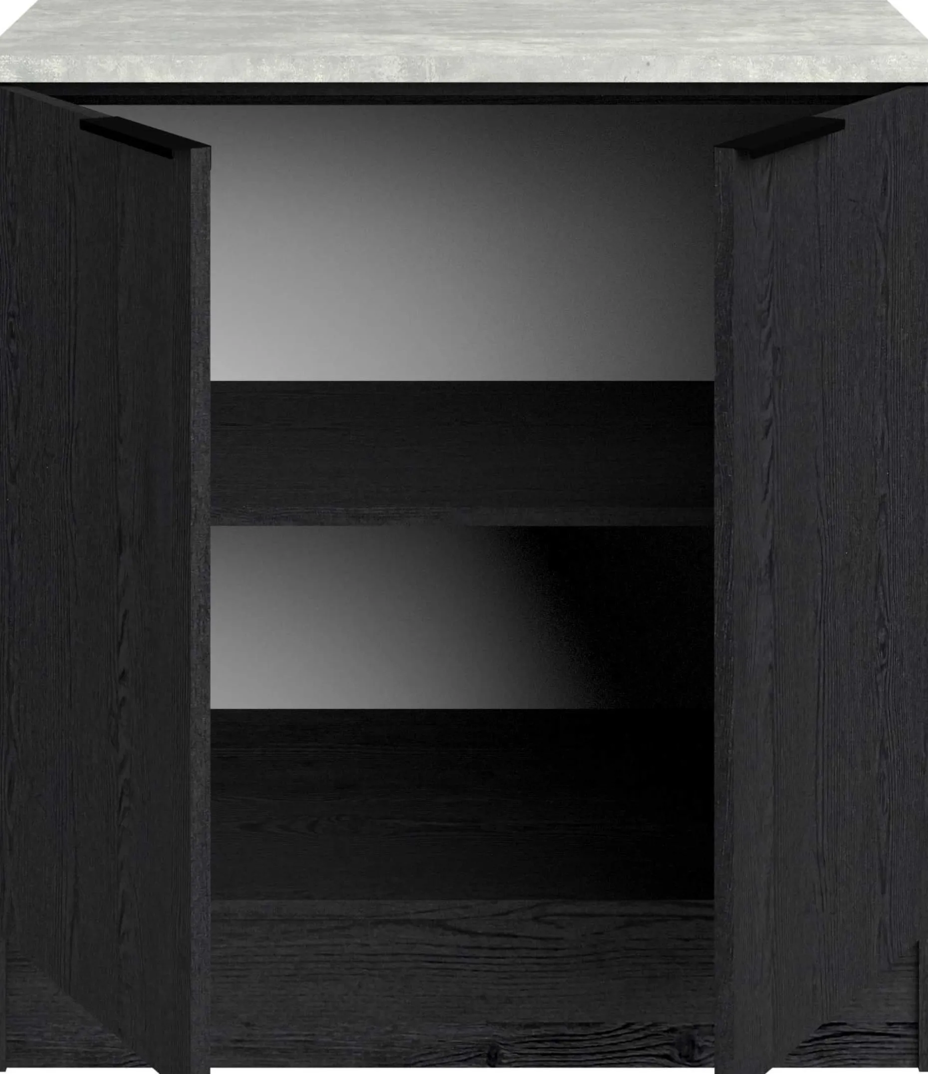 Küchenunterschrank Anna - 80x60x87cm - 2 Türen - Eiche schwarz Dekor/weißer Stein