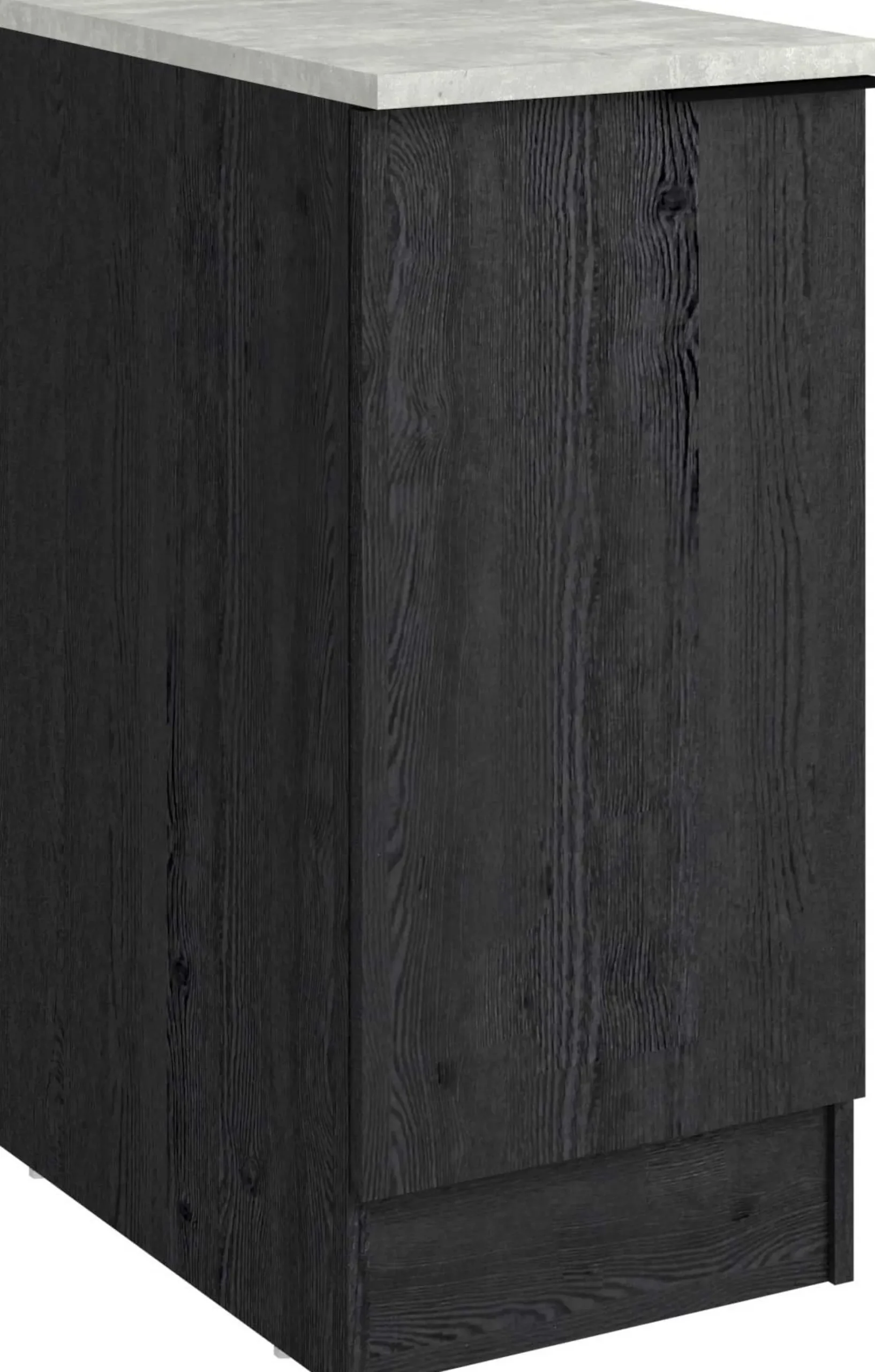 Küchenunterschrank Anna - 40x60x87cm - 1 Tür - Eiche schwarz Dekor/weißer Stein