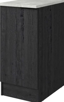 Küchenunterschrank Anna - 40x60x87cm - 1 Tür - Eiche schwarz Dekor/weißer Stein