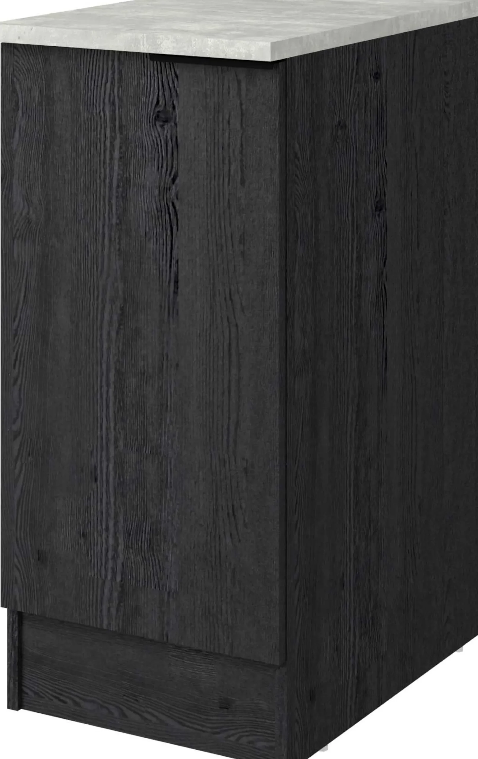 Küchenunterschrank Anna - 40x60x87cm - 1 Tür - Eiche schwarz Dekor/weißer Stein