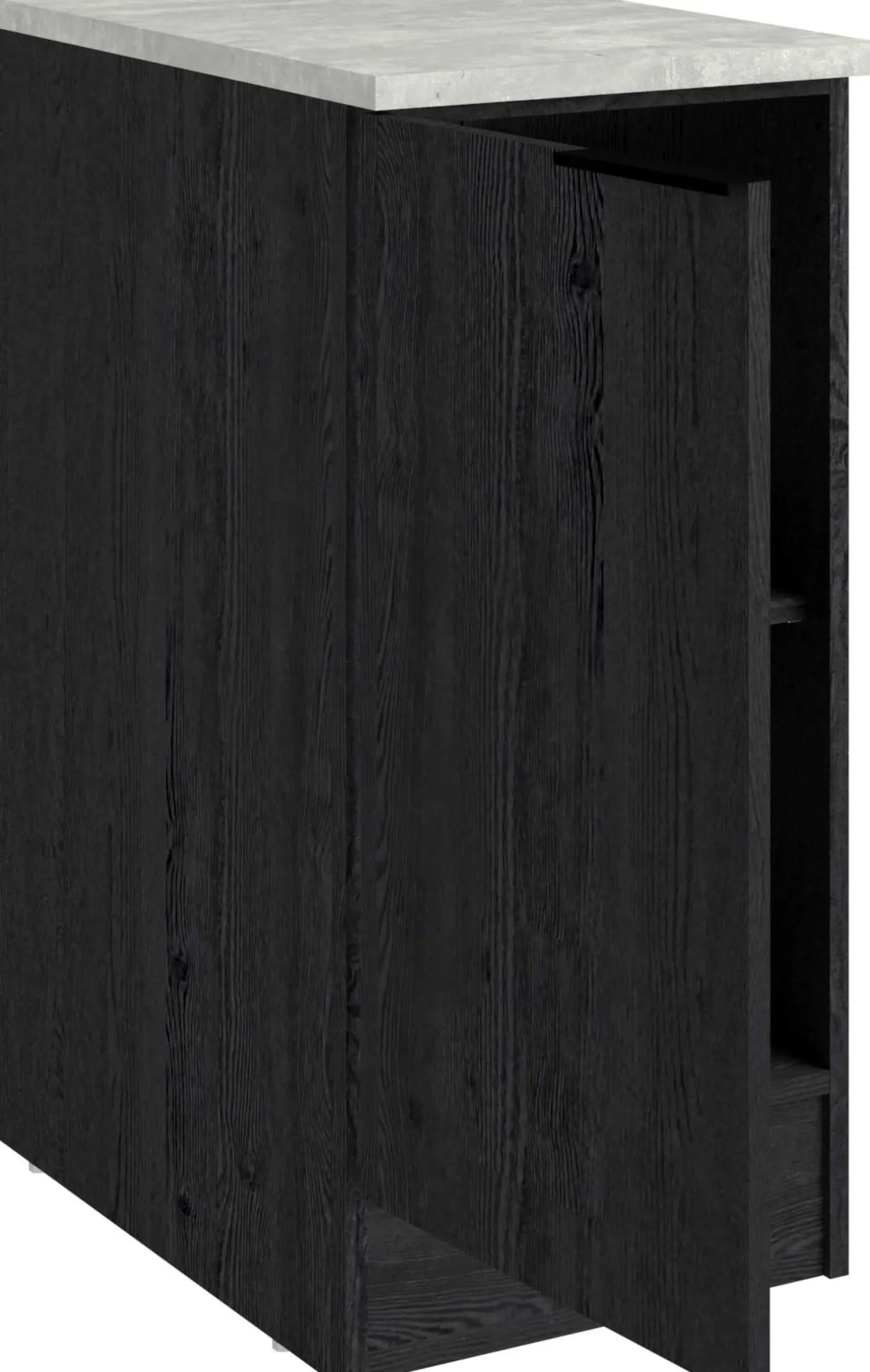 Küchenunterschrank Anna - 40x60x87cm - 1 Tür - Eiche schwarz Dekor/weißer Stein