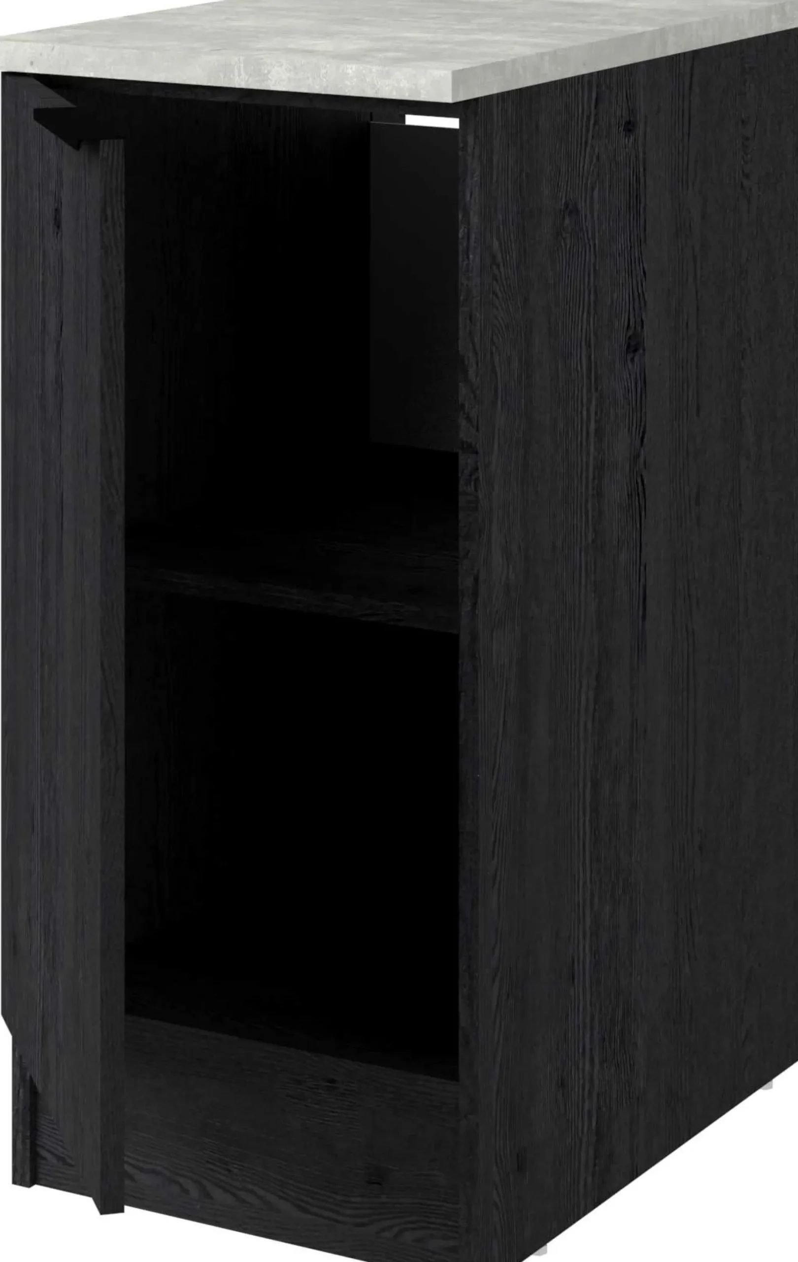 Küchenunterschrank Anna - 40x60x87cm - 1 Tür - Eiche schwarz Dekor/weißer Stein