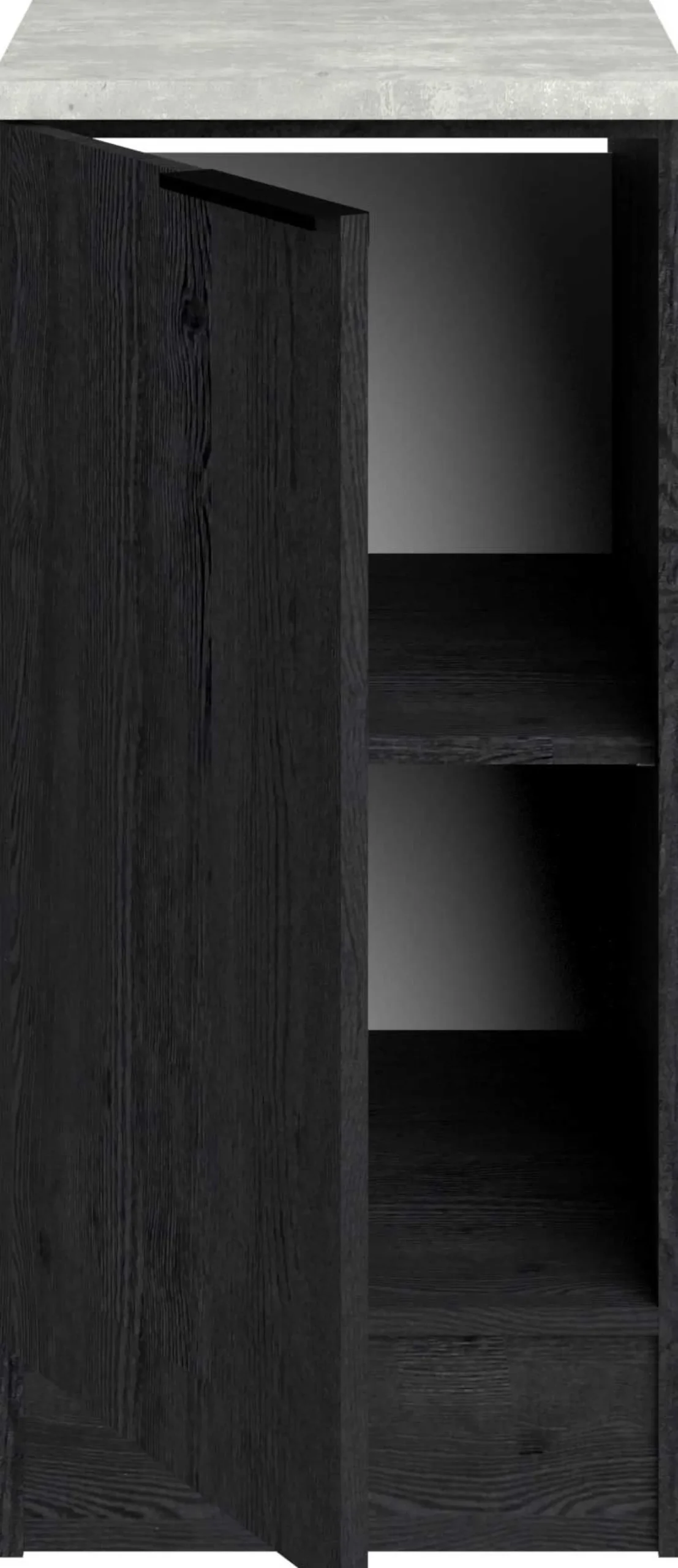 Küchenunterschrank Anna - 40x60x87cm - 1 Tür - Eiche schwarz Dekor/weißer Stein