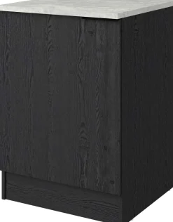 Küchenunterschrank Anna - 60x60x87cm - 1 Tür - Eiche schwarz Dekor/weißer Stein