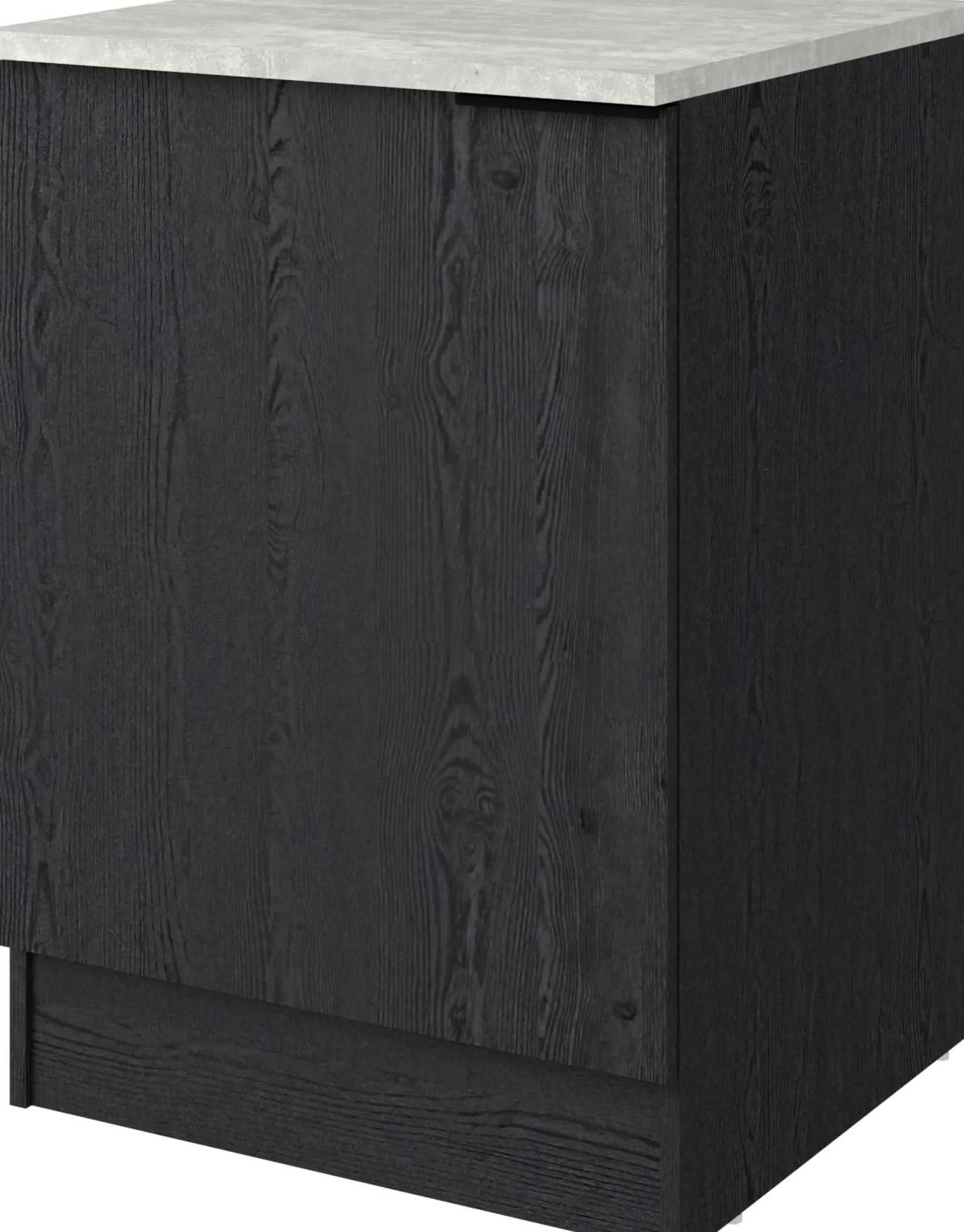 Küchenunterschrank Anna - 60x60x87cm - 1 Tür - Eiche schwarz Dekor/weißer Stein