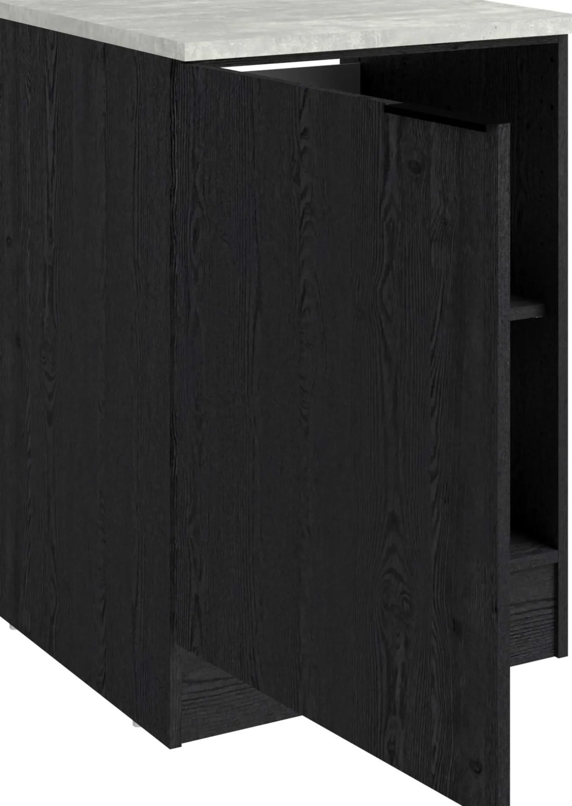 Küchenunterschrank Anna - 60x60x87cm - 1 Tür - Eiche schwarz Dekor/weißer Stein