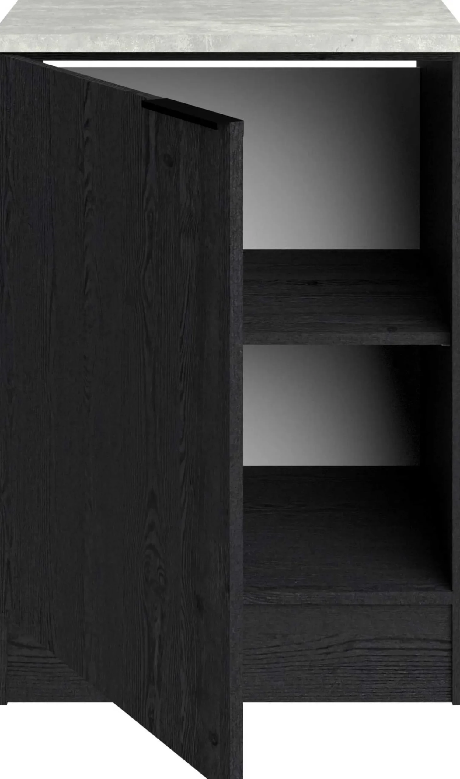Küchenunterschrank Anna - 60x60x87cm - 1 Tür - Eiche schwarz Dekor/weißer Stein