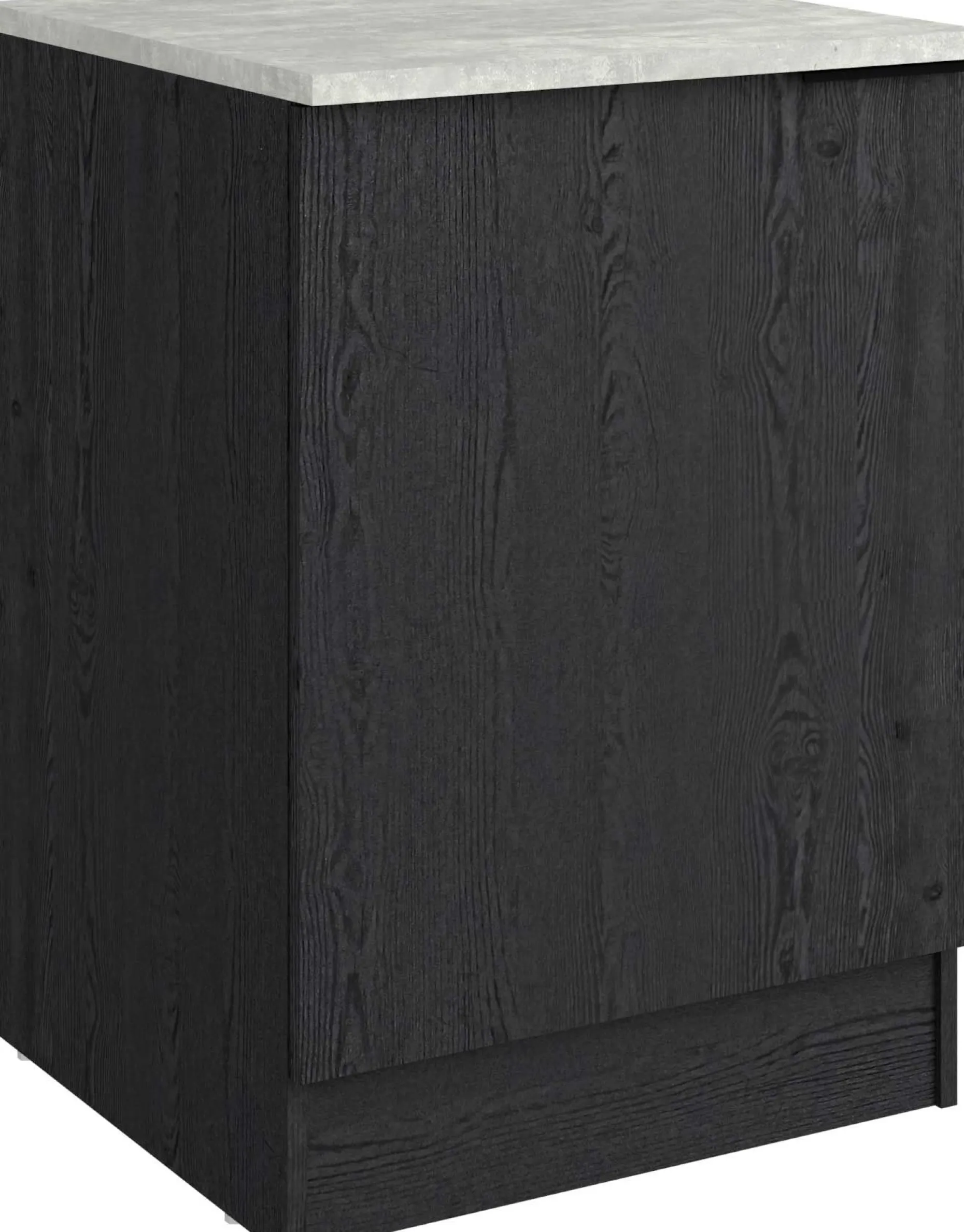 Küchenunterschrank Anna - 60x60x87cm - 1 Tür - Eiche schwarz Dekor/weißer Stein