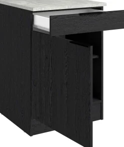 Küchenunterschrank Anna - 60x60x87cm - 1 Tür und 1 Schublade - Eiche schwarz Dekor/weißer Stein
