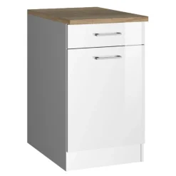 Küchenunterschrank Ragnar 50cm mit 1 Tür und 1 Schublade - weiß